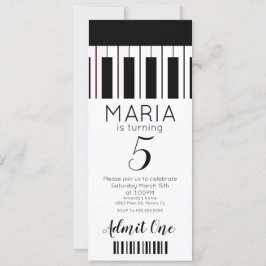 Música de Piano Fofa Convite de Festa Estilo Bil