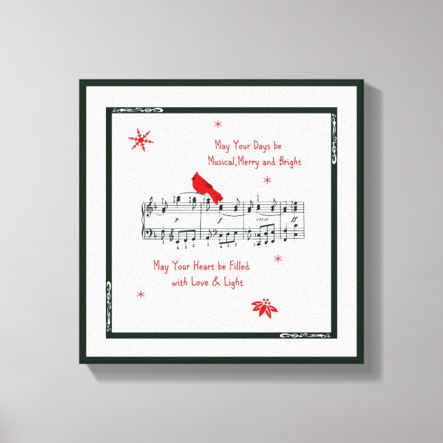 Música e Red Cardinal Bird Canvas (Frente)
