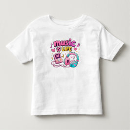 🎵 Música É Vida Camisa Infantil Coração Rosa 🎵