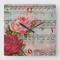 Música em Folha com Relógio de Parede do Rosa