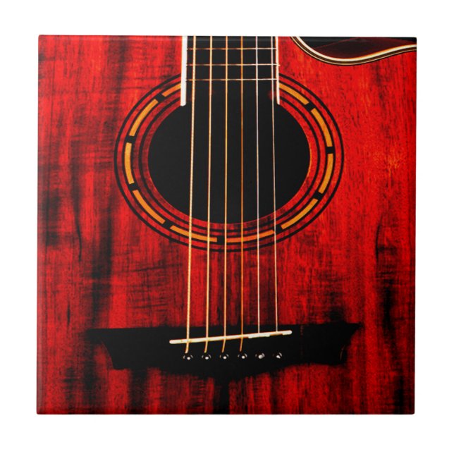 Música em madeira de violão acústico (Frente)