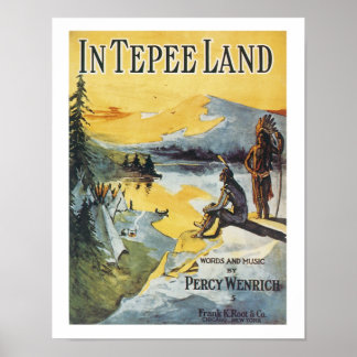 Música Em Tepee Land Vintage Art Poster