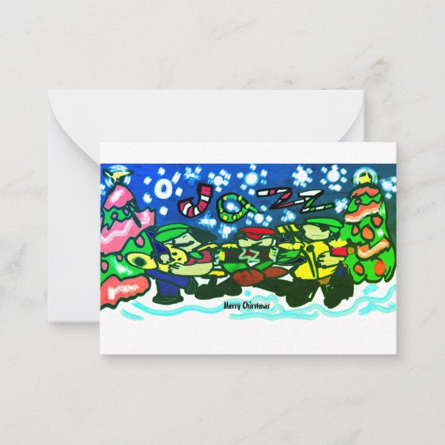 Música Jazz Natal Feliz Caneca Ímã de Convite  (Frente)