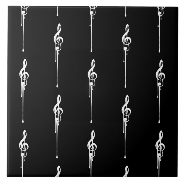 Música Motif Derretendo Treble Clef Branco e Preto (Frente)