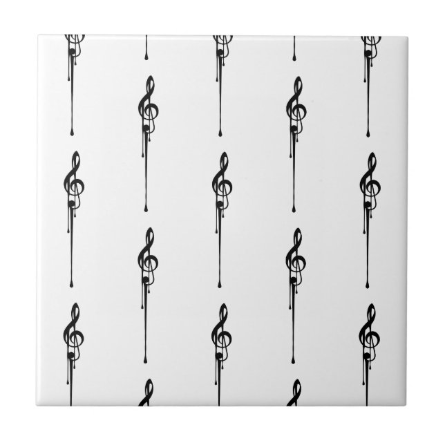 Música Motif Derretendo Treble Clef Preto e Branco (Frente)