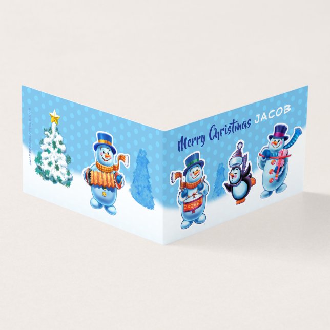 Música personalizada de snowmen de cartão de Natal (Exterior)