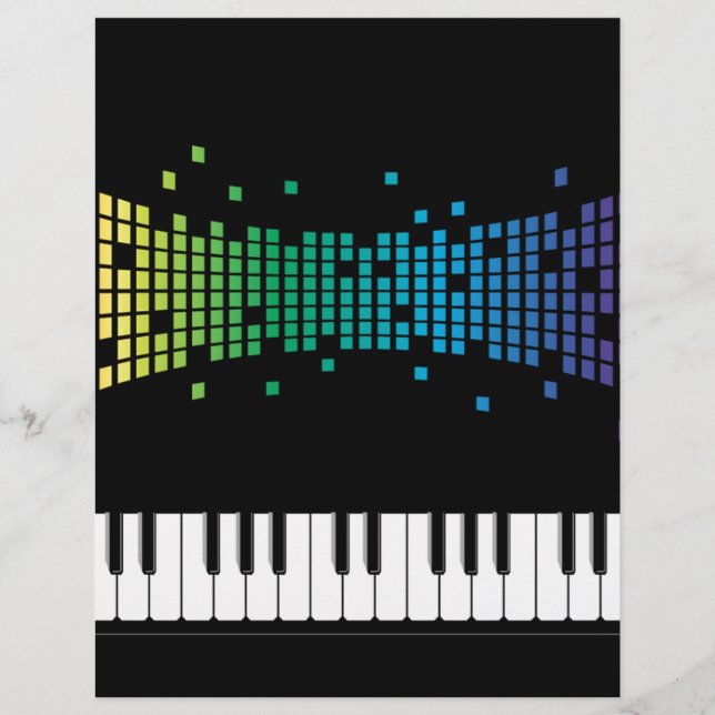 Música piano instrumental teclado multicolorido (Frente)