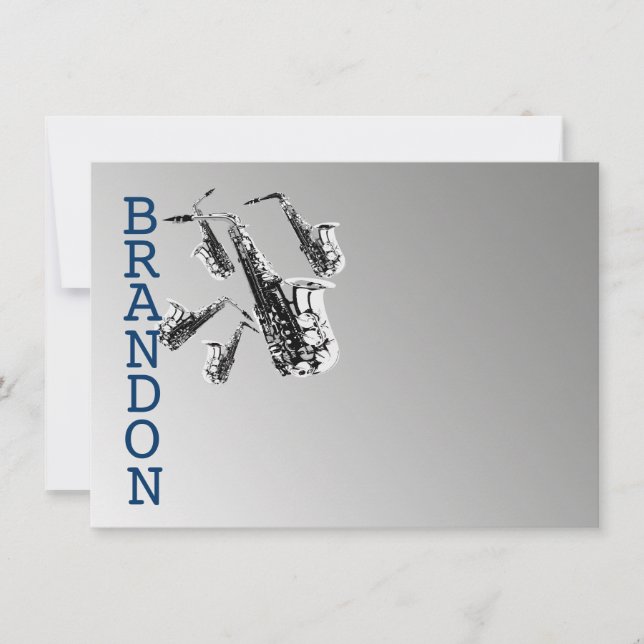Música Saxofônica Obrigado Cartão Simples (Frente)