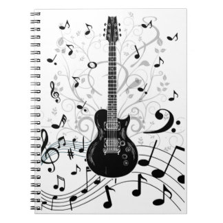 musical Caderno Espiral com guitarra