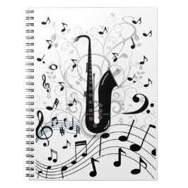 musical com saxofone Caderno Espiral