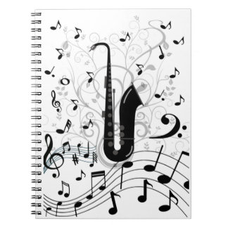 musical com saxofone Caderno Espiral