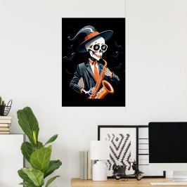 Musical Skeleton Saxaphone Poster Wall Decor