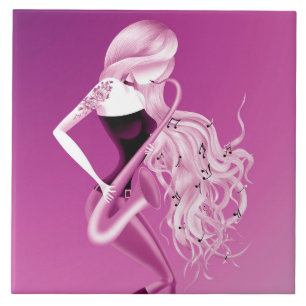 Musicário saxofonista rosa monocromático