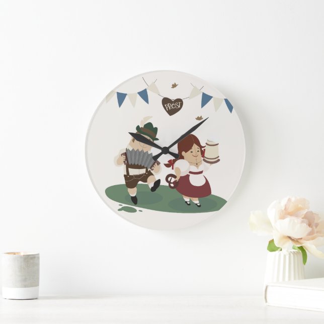 músico bávaro divertido convida para o relógio Okt (Lar)