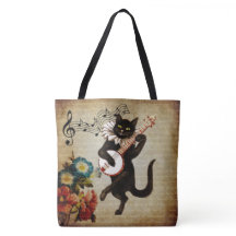 Músico do Banjo engraçado Cat Tote Bag