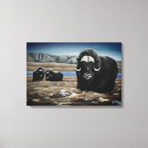 Muskox que pinta o impressão canadense das canvas
