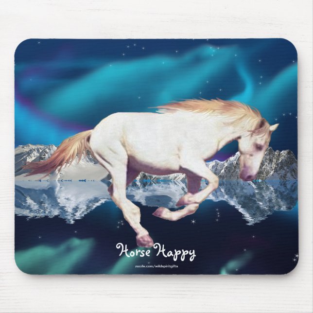 Mustang Branco e Aurora Art Mousepad do amante dos (Frente)