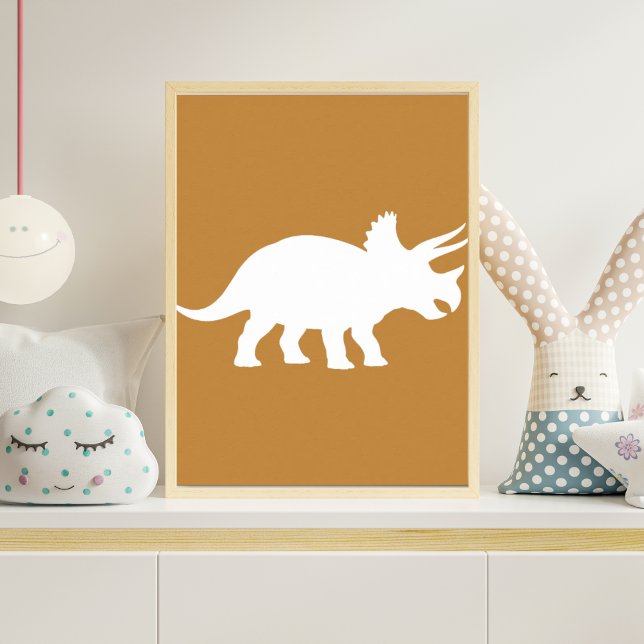 Mustard Yellow Triceratops Dinosaur Nursery Poster (Criador carregado)
