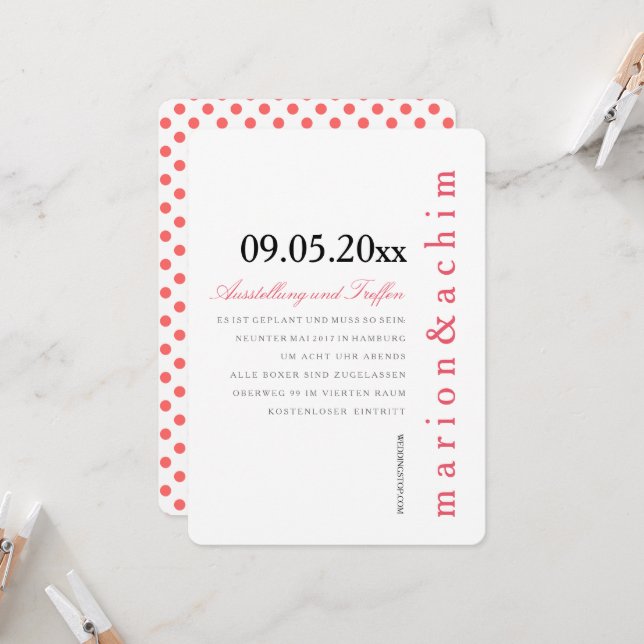 Muster grafisch Polka Punkte Einladung dezent (Frente/Verso In Situ)