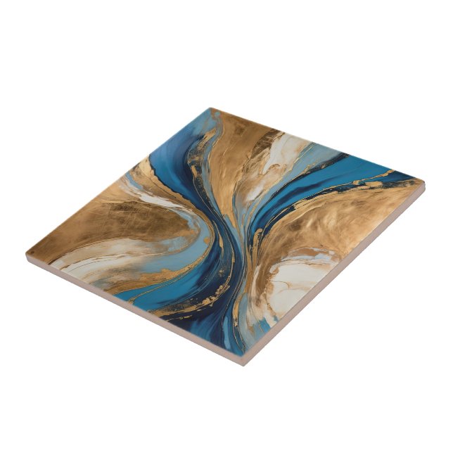 Muted Copper and blue marble abstract (Lateral)
