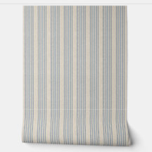 Muted Distressed Blue Farmhouse Ticking Stripe