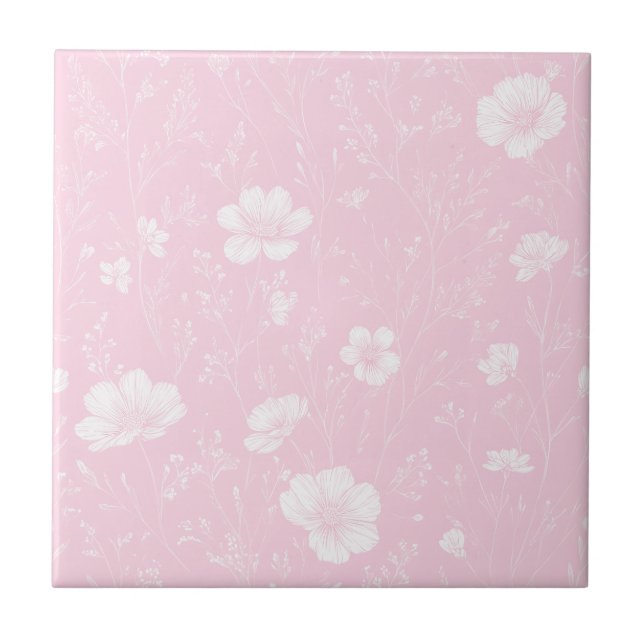 Muted Pink And White Wildflower Pattern (Frente)