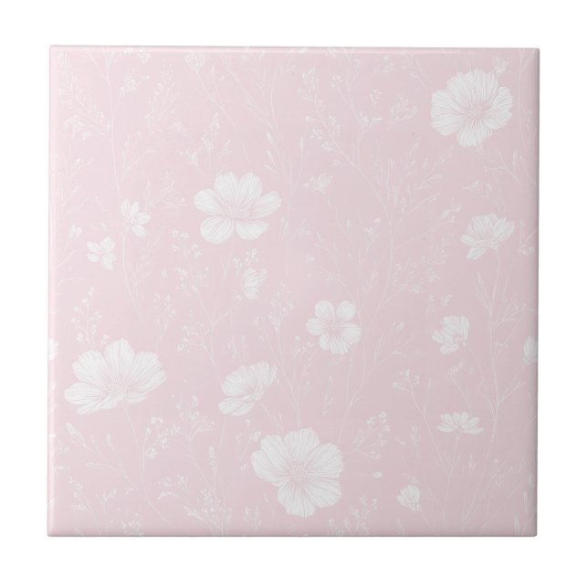 Muted Soft Pink And White Wildflower Pattern (Frente)