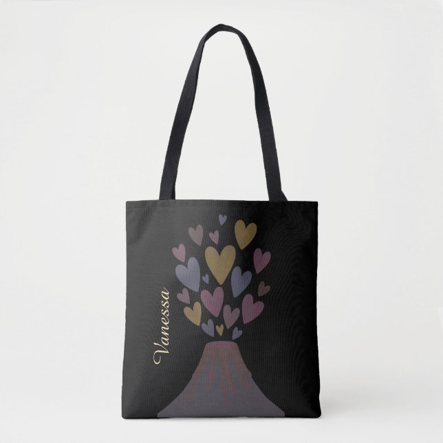 Muted Volcano Hearts Tote Bag – Customizable Gift (Frente)