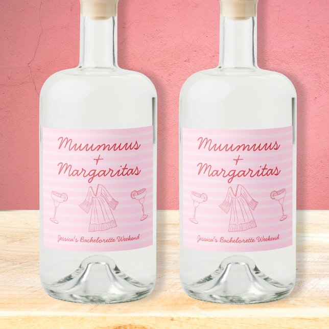 Muumuus & Margaritas Pink & Red Bachelorette (Muumuus & Margaritas Pink & Red Bachelorette Liquor Bottle Label)