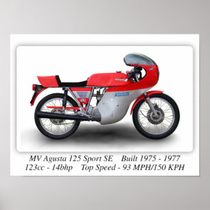 MV Agusta 125 Esporte SE Motocicleta - Poster A3/A