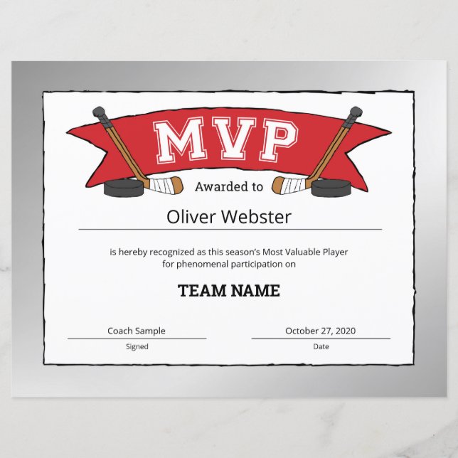 MVP Player - Certificados MVP - Certificado de Hoc (Frente)