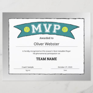 MVP Player - Certificados MVP - Certificado de Tên