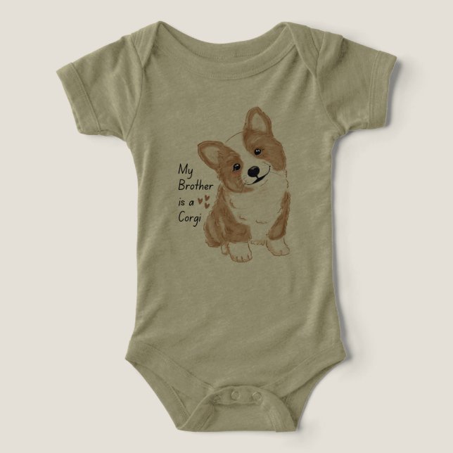 'My Brother is a Corgi' Playful Dog Loving Family (Design frontal)