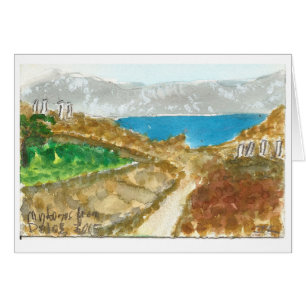 "Mykonos cartão da arte da aguarela da opinião d