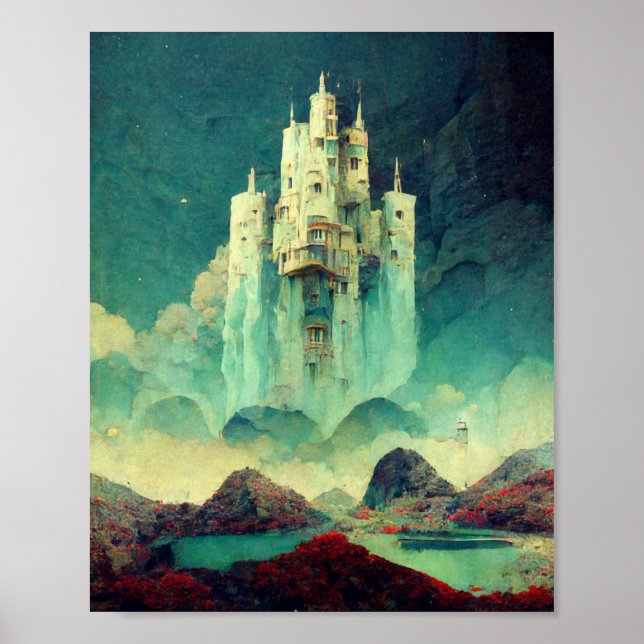 Mysterious Castle Fantasy Art Poster (Frente)
