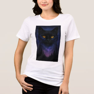 Mystic Black Cat Starry Night Forest