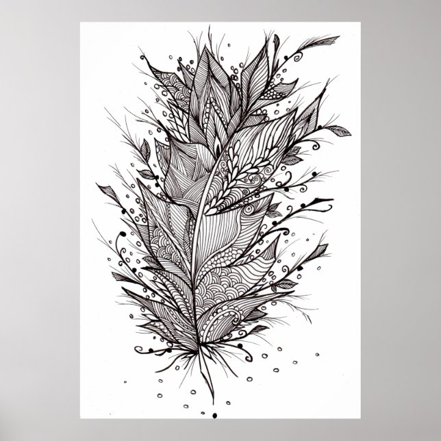 Mystic Feather Lineart Poster (Frente)