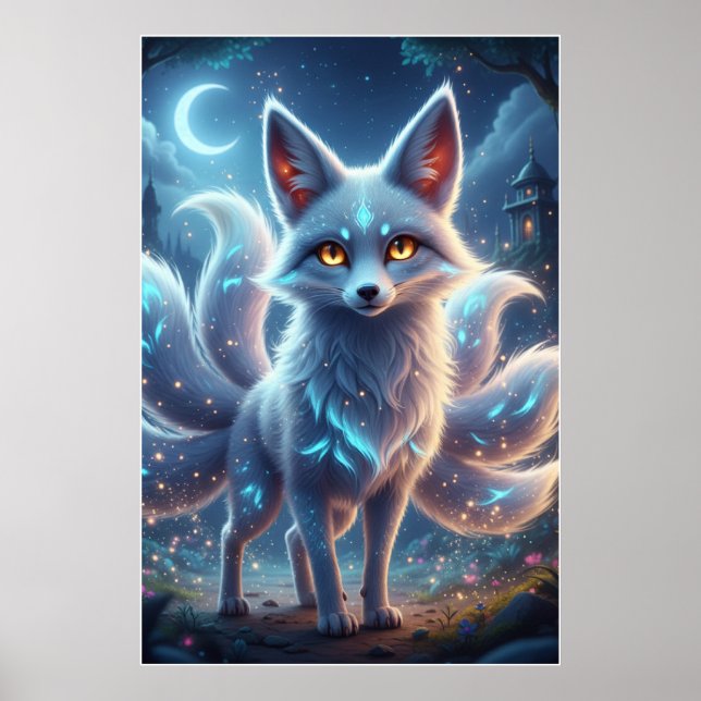Mystic Fox Spirit – Fantasy Night Poster Art (Frente)
