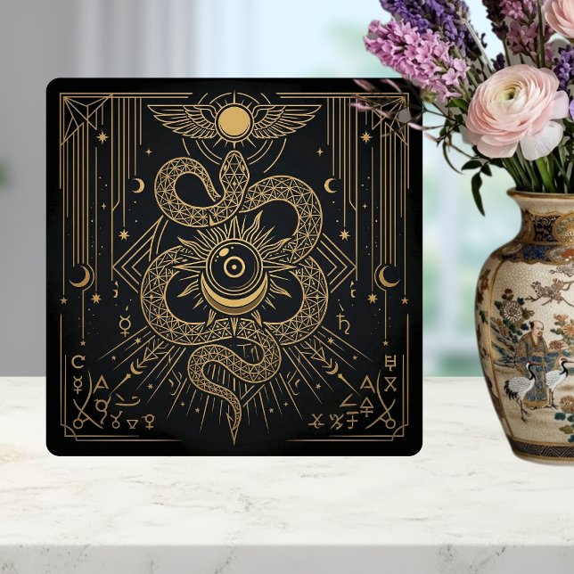 Mystic Gold Snaket Sun Celestial Astrology Art (Criador carregado)