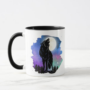 Mystic Howling Wolf Silhouette - caneca de dois to