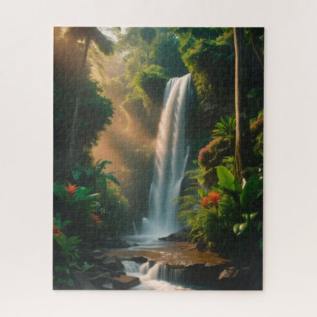 Mystic Jungle Falls - Quebra-cabeça de Arte Serene (Vertical)