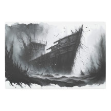 Mystic Shipwreck: Arte Monocromática à Aquarela Ee