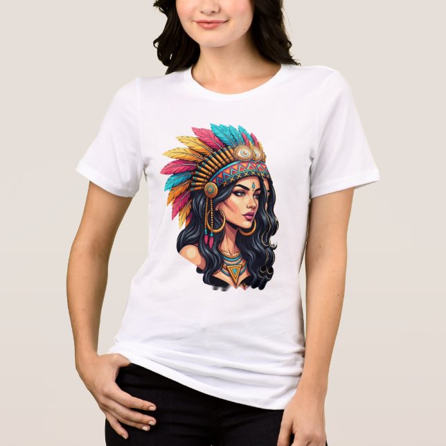 Mystic Tribal Beauty – Vibrant Headdress Illustrat (Frente)