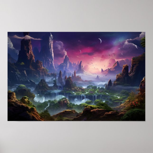 Mystic Twilight Fantasy Landscape Poster (Frente)