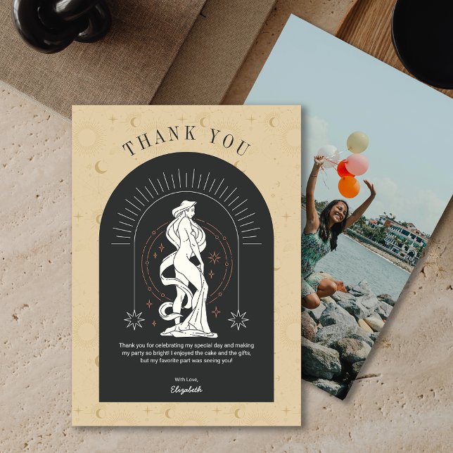 Mystic Virgo Zodiac Arch Cartões de agradecimentos (Mystic Virgo Zodiac Arch Thank You Card)