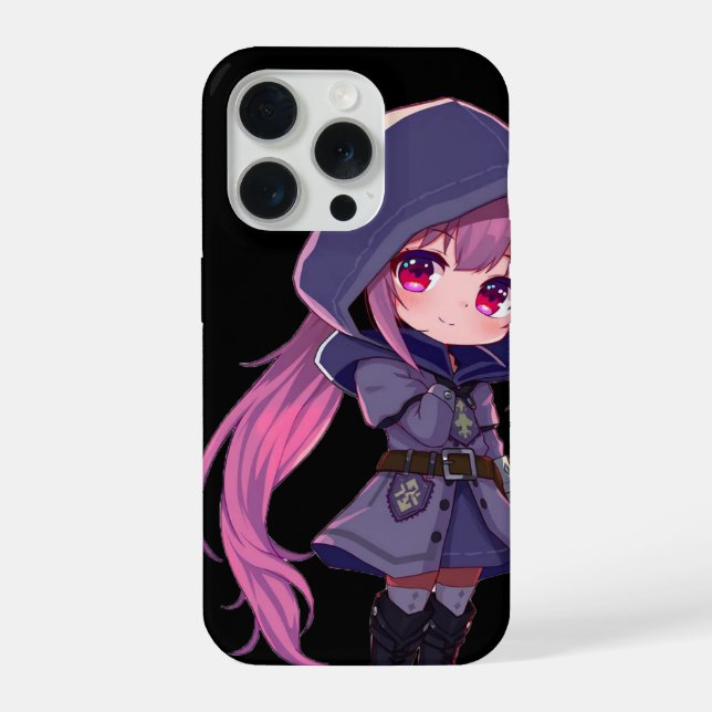 Mystical Anime Phone Case – Pink-Haired Chibi in H (Verso)