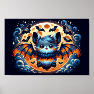 Mystical Bat Guardian: Impressão de Arte Halloween
