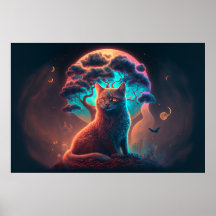 Mystical Cat Art Poster 