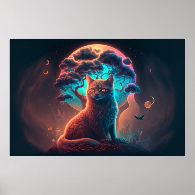 Mystical Cat Art Poster  (Frente)