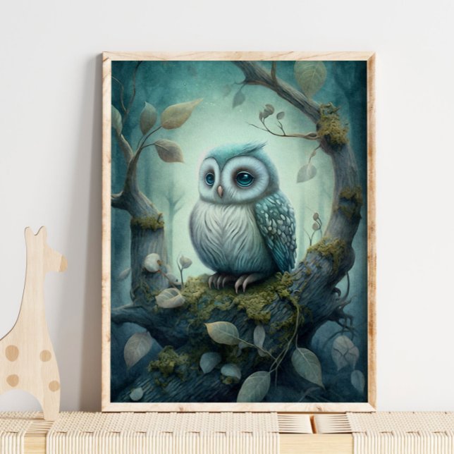 Mystical Green Forest Owl | Impressão de coruja (Criador carregado)